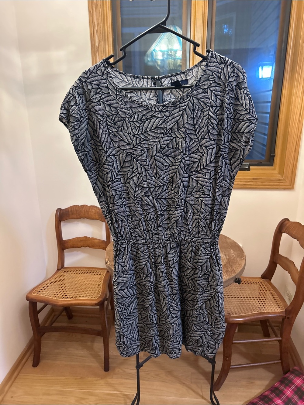 Gap Women's Black & White Leaf-Print Short Dress